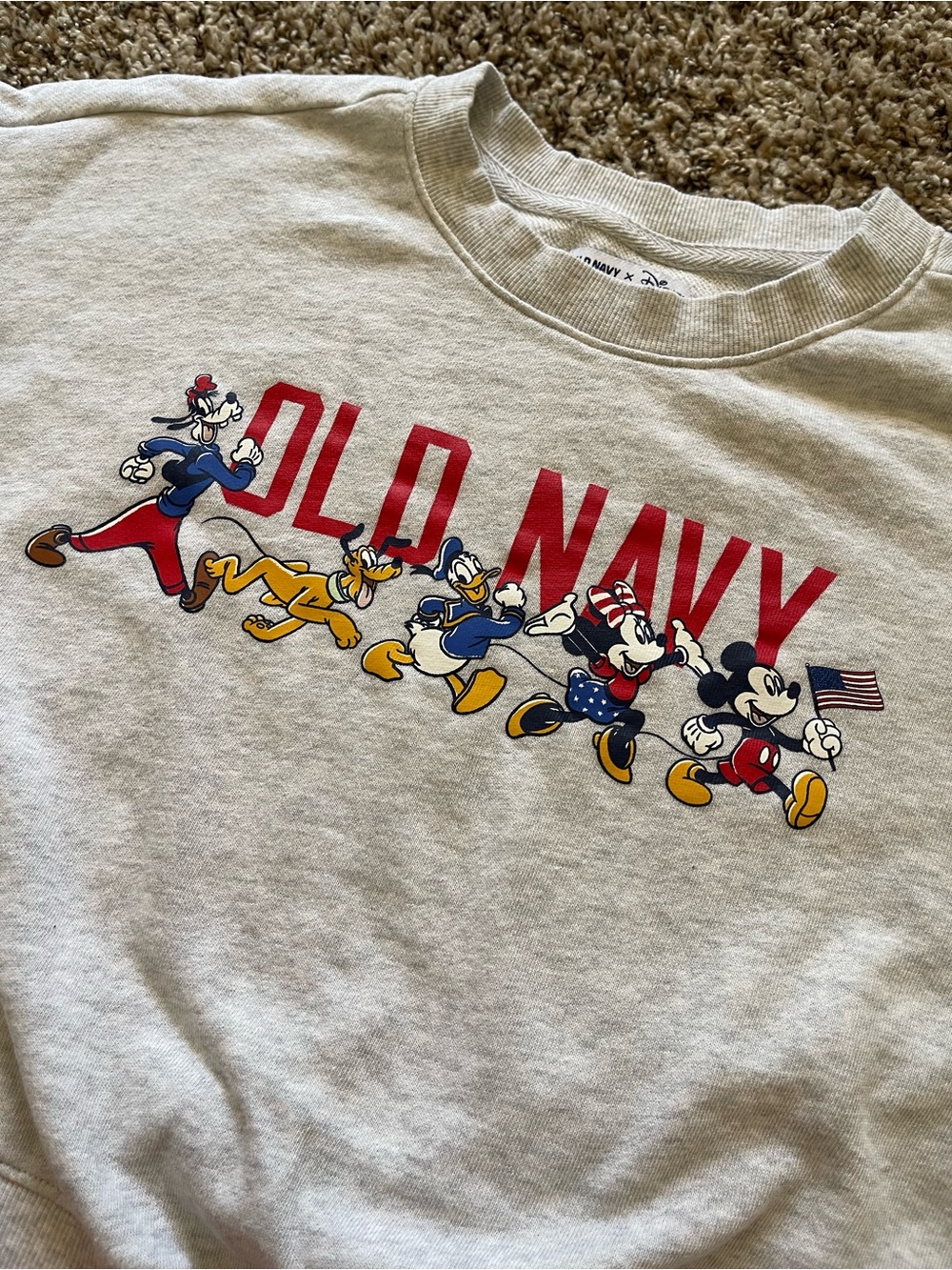 Old Navy x Disney Mickey & Friends SoComfy Cropped Sweatshirt Gray Size M